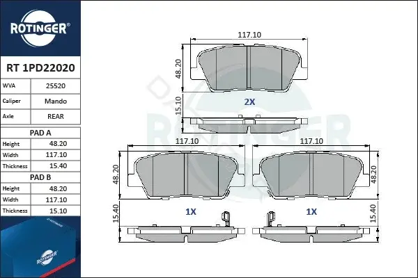 Тормозные колодки ROTINGER RT1PD22020