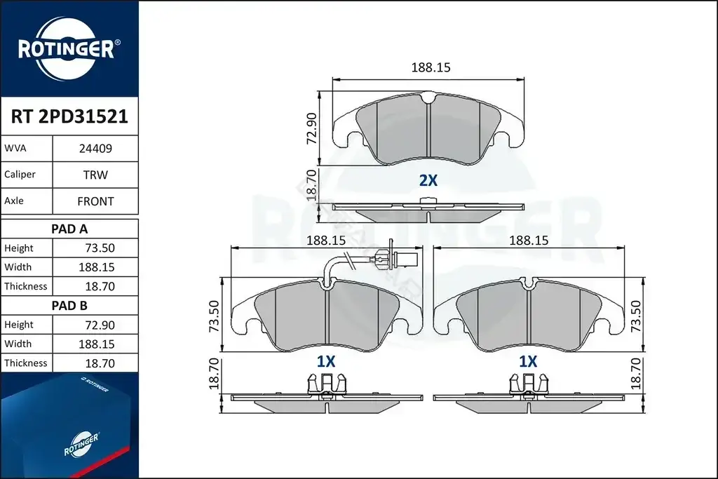 Тормозные колодки ROTINGER RT2PD31521