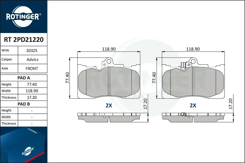 Тормозные колодки ROTINGER RT2PD21220