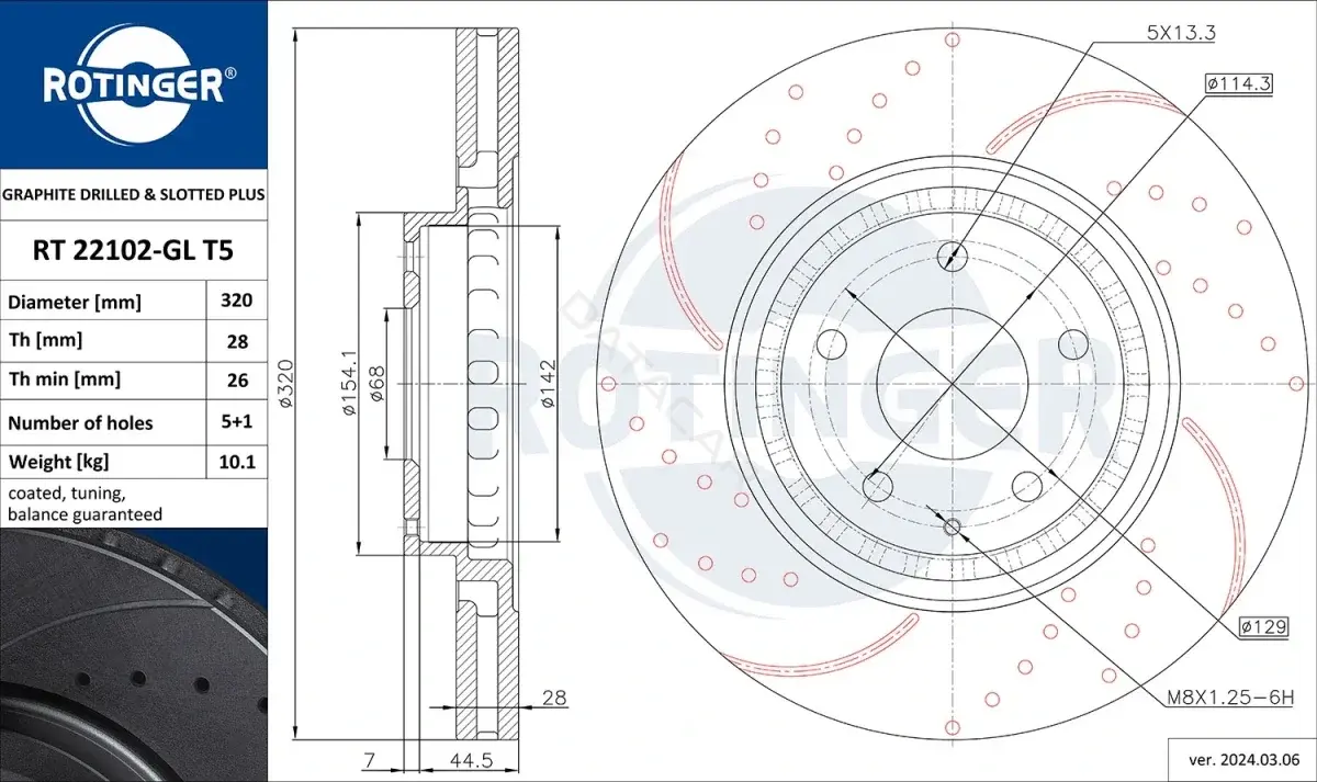 Тормозные диски ROTINGER RT22102-GLT5