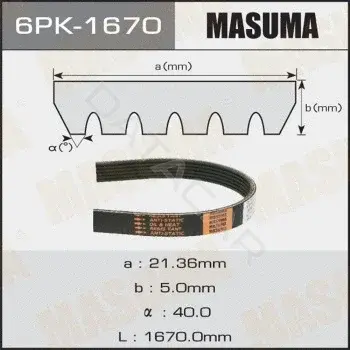 Ремень ручейковый MASUMA 6PK-1670