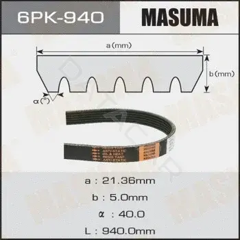 Ремень ручейковый MASUMA 6PK-940