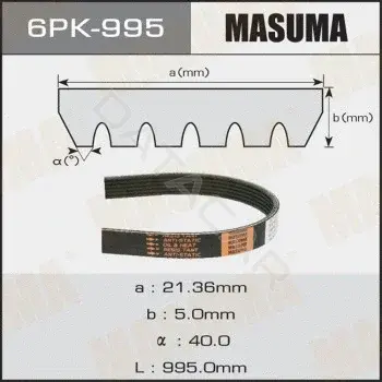 Ремень ручейковый MASUMA 6PK-995
