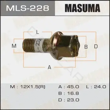 Болт колесный MASUMA MLS-228