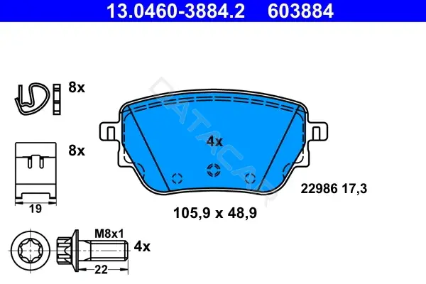 Тормозные колодки ATE 13.0460-3884.2