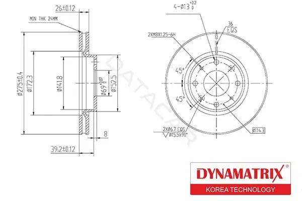 Тормозные диски DYNAMATRIX DBD1528