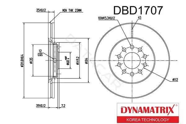 Тормозные диски DYNAMATRIX DBD1707