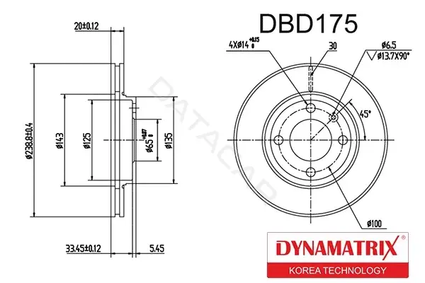 Тормозные диски DYNAMATRIX DBD175