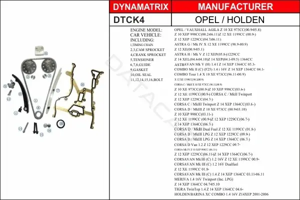 Комплект цепи ГРМ DYNAMATRIX DTCK4