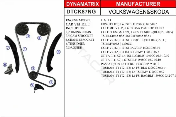 Комплект цепи ГРМ DYNAMATRIX DTCK87NG