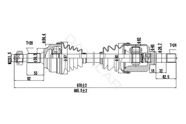 Приводной вал / Полуось DYNAMATRIX DDS210266
