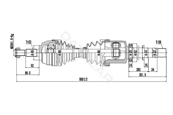 Приводной вал / Полуось DYNAMATRIX DDS250447
