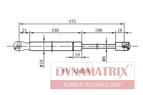 Амортизатор крышки багажника, капота, заднего стекла DYNAMATRIX DGS0028DR