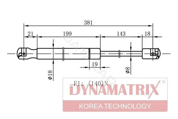 Амортизатор крышки багажника, капота, заднего стекла DYNAMATRIX DGS006941