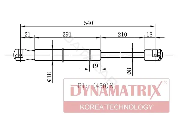 Амортизатор крышки багажника, капота, заднего стекла DYNAMATRIX DGS011499