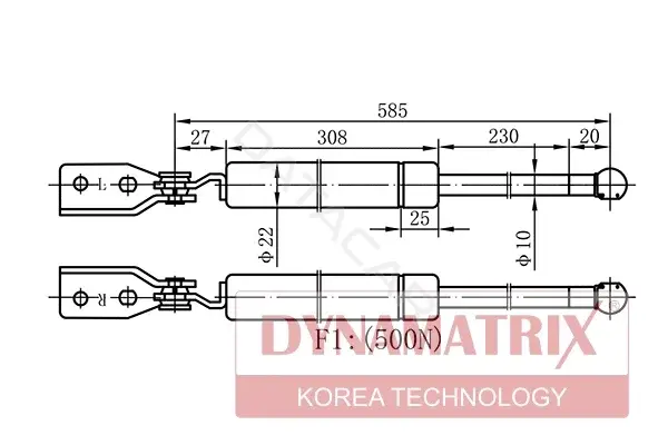 Амортизатор крышки багажника, капота, заднего стекла DYNAMATRIX DGS015058