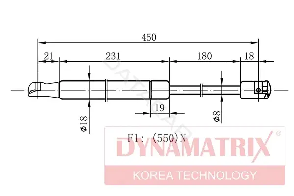 Амортизатор крышки багажника, капота, заднего стекла DYNAMATRIX DGS016823