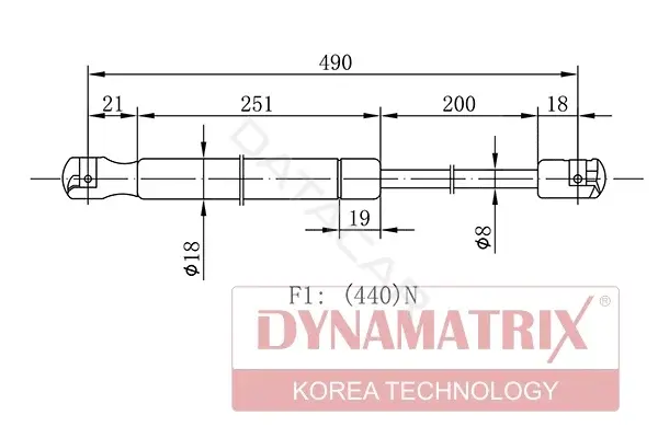Амортизатор крышки багажника, капота, заднего стекла DYNAMATRIX DGS031139