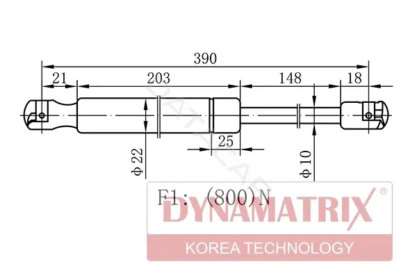 Амортизатор крышки багажника, капота, заднего стекла DYNAMATRIX DGS032275