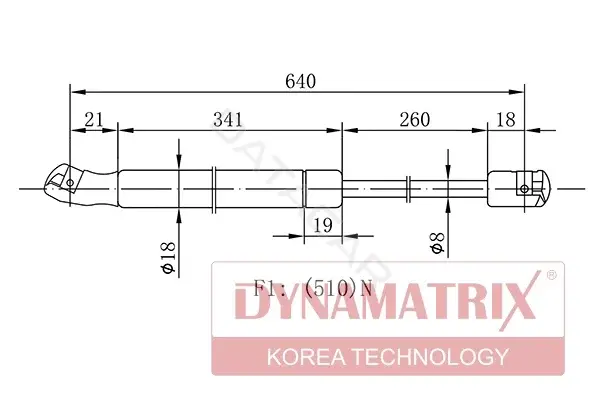 Амортизатор крышки багажника, капота, заднего стекла DYNAMATRIX DGS0421VG
