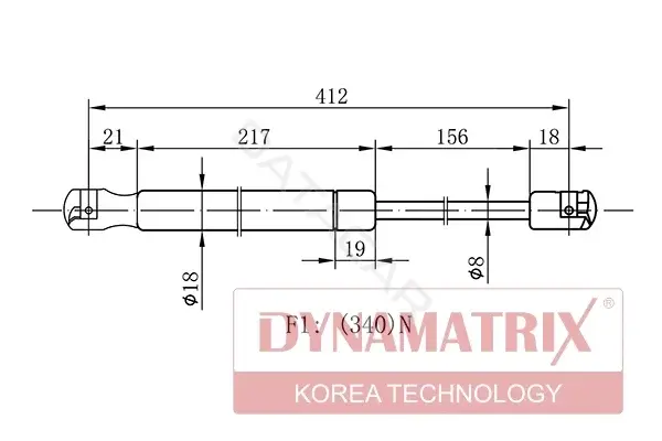 Амортизатор крышки багажника, капота, заднего стекла DYNAMATRIX DGS0818MM