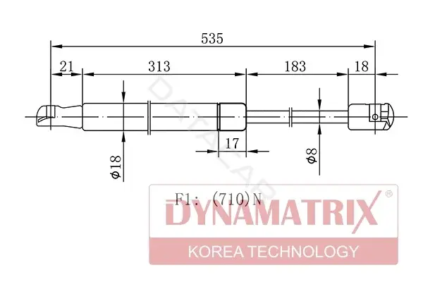 Амортизатор крышки багажника, капота, заднего стекла DYNAMATRIX DGS100029