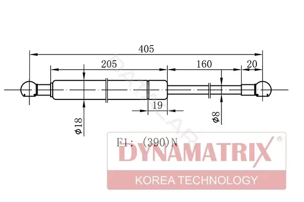 Амортизатор крышки багажника, капота, заднего стекла DYNAMATRIX DGS1386BY