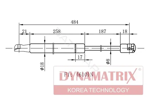 Амортизатор крышки багажника, капота, заднего стекла DYNAMATRIX DGS1525QS