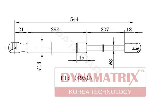 Амортизатор крышки багажника, капота, заднего стекла DYNAMATRIX DGS1820BB