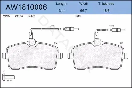 Тормозные колодки AYWIPARTS AW1810006