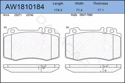 Тормозные колодки AYWIPARTS AW1810184