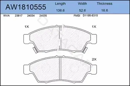 Тормозные колодки AYWIPARTS AW1810555
