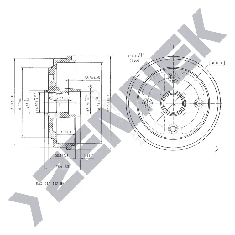 Тормозной барабан ZENNEK DDR0011