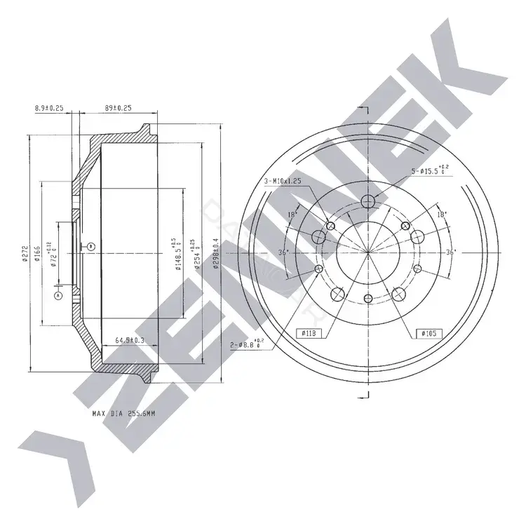 Тормозной барабан ZENNEK DDR0026