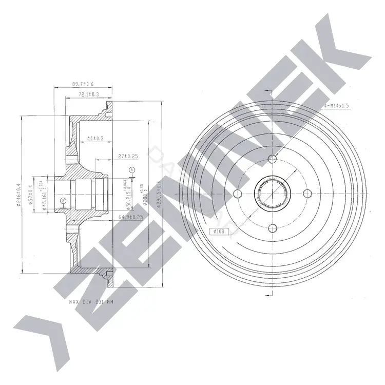 Тормозной барабан ZENNEK DDR0014