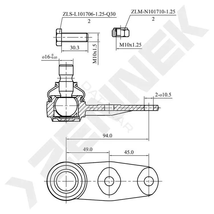 Шаровая опора ZENNEK DBJ0013