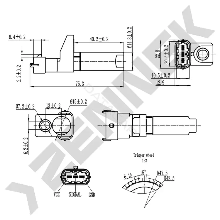 Датчик коленвала ZENNEK DCS0263