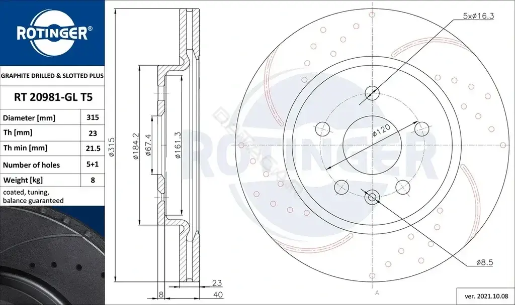 Тормозные диски ROTINGER RT20981-GLT5