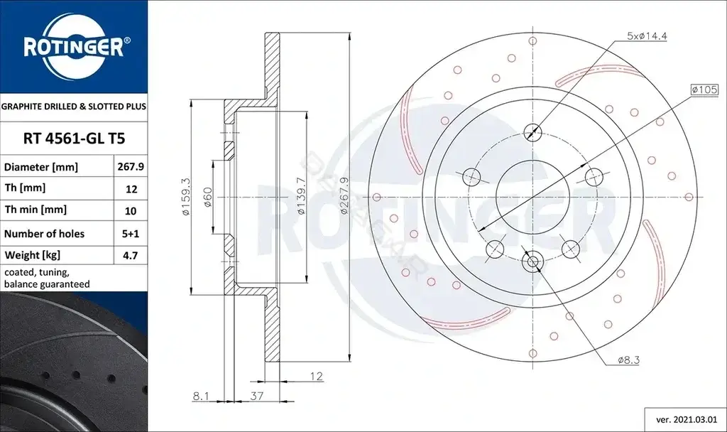 Тормозные диски ROTINGER RT4561-GLT5