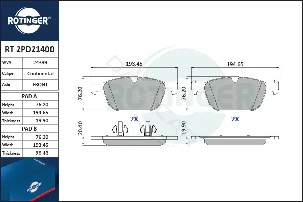 Тормозные колодки ROTINGER RT2PD21400