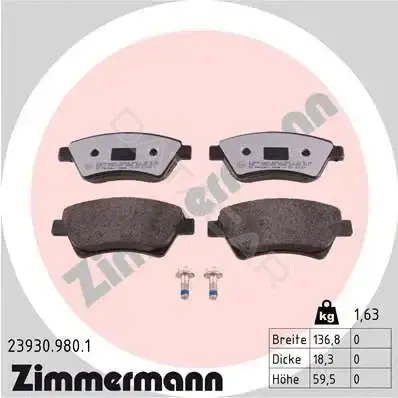 Тормозные колодки ZIMMERMANN 23930.980.1