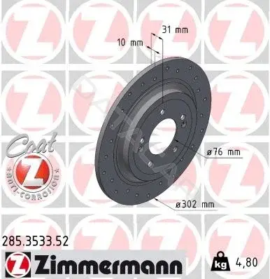 Тормозные диски ZIMMERMANN 285.3533.52