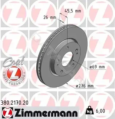 Тормозные диски ZIMMERMANN 380.2170.20