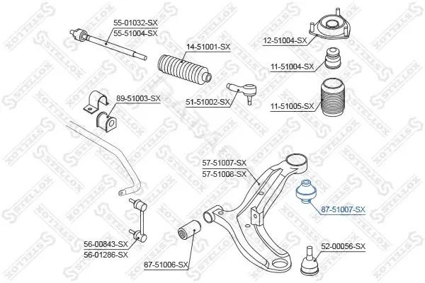 Сайлентблок рычага STELLOX 87-51007-SX