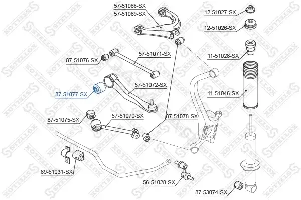 Сайлентблок рычага STELLOX 87-51077-SX