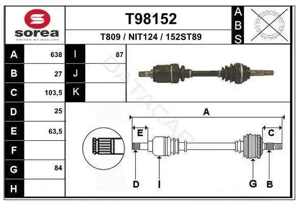 Приводной вал / Полуось EAI T98152