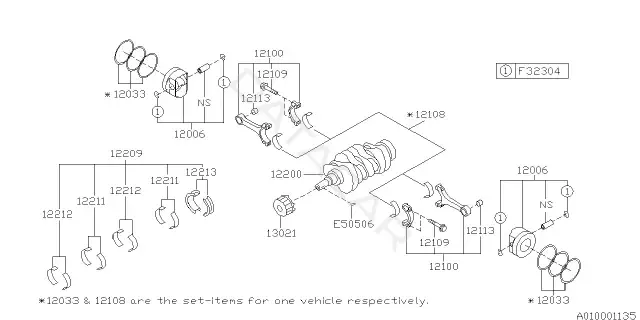 Поршень двигателя SUBARU 12006AD390