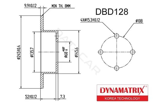 Тормозные диски DYNAMATRIX DBD128