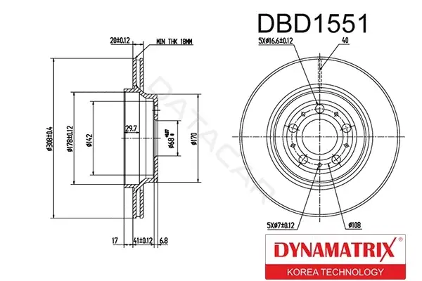 Тормозные диски DYNAMATRIX DBD1551