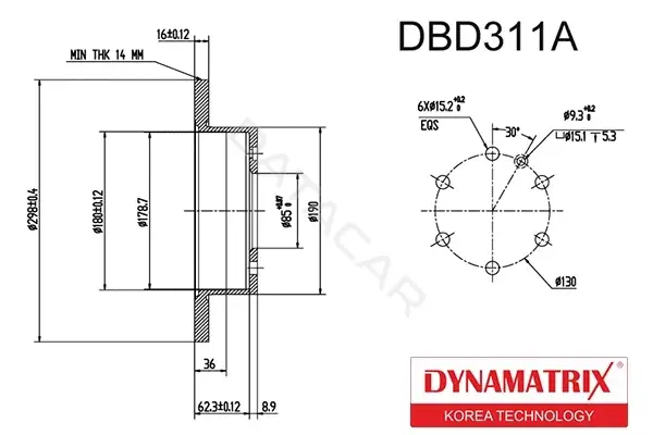 Тормозные диски DYNAMATRIX DBD311A